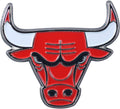 Chicago Bulls Premium Solid Metal Raised Auto Emblem, Team Color, Shape Cut, Adhesive Backing