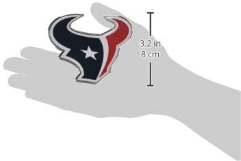 Houston Texans Auto Emblem, Aluminum Metal, Embossed Team Color, Raised Decal Sticker, Full Adhesive Backing