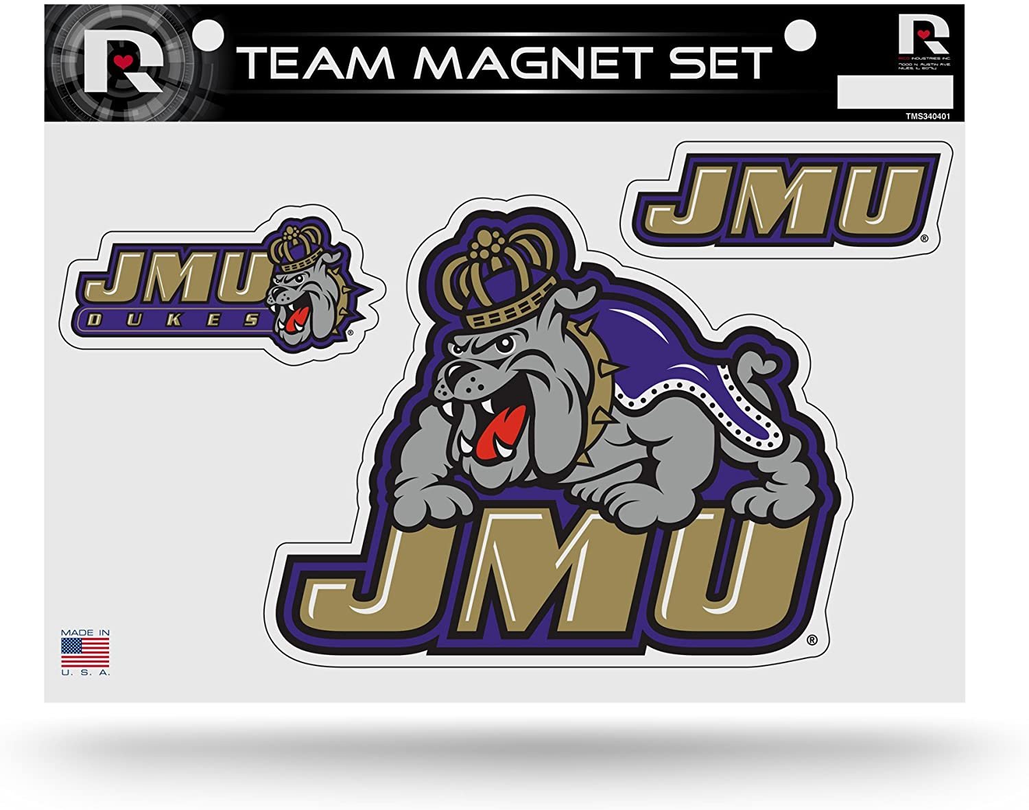 James Madison University Dukes JMU Die Cut Team Magnet Set Sheet 8x11 Inch