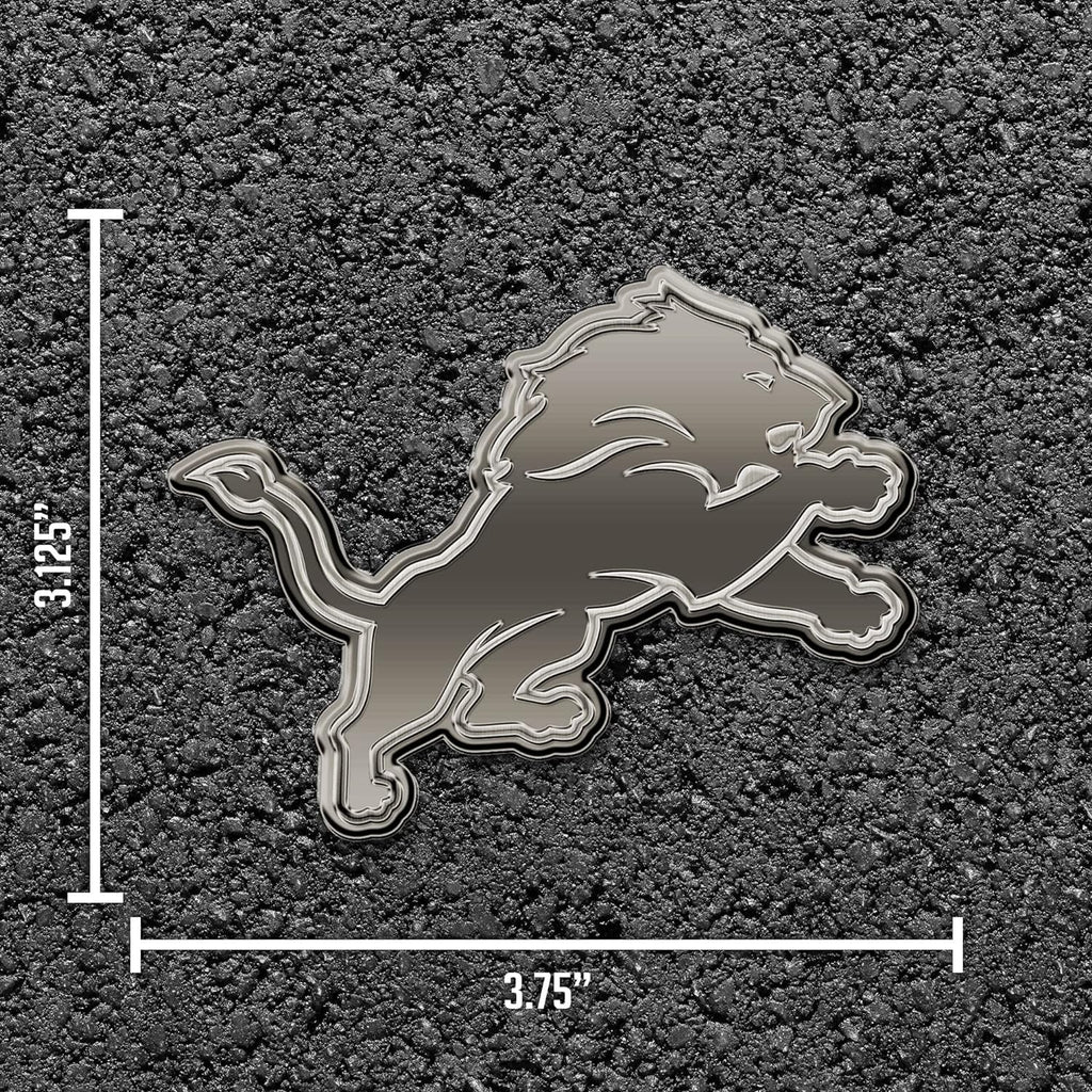Detroit Lions Auto Emblem Solid Metal Raised Die Cut Antique Nickel Finish Adhesive Backing