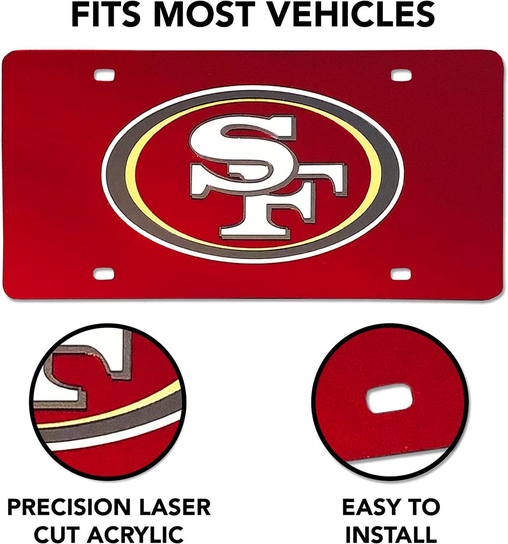 Chicago Bears Premium Laser Cut Tag License Plate, Mascot, Blue Mirrored Acrylic Inlaid, 12x6 Inch
