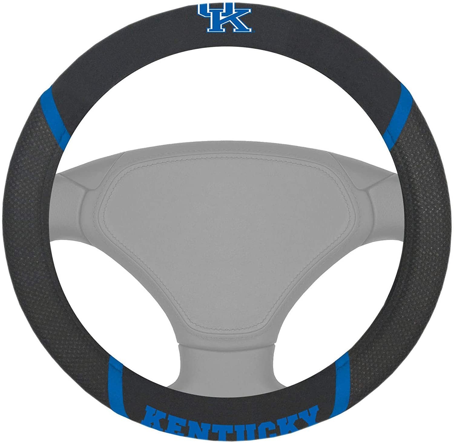 Kentucky Wildcats Steering Wheel Cover Premium Embroidered Black 15 Inch University of
