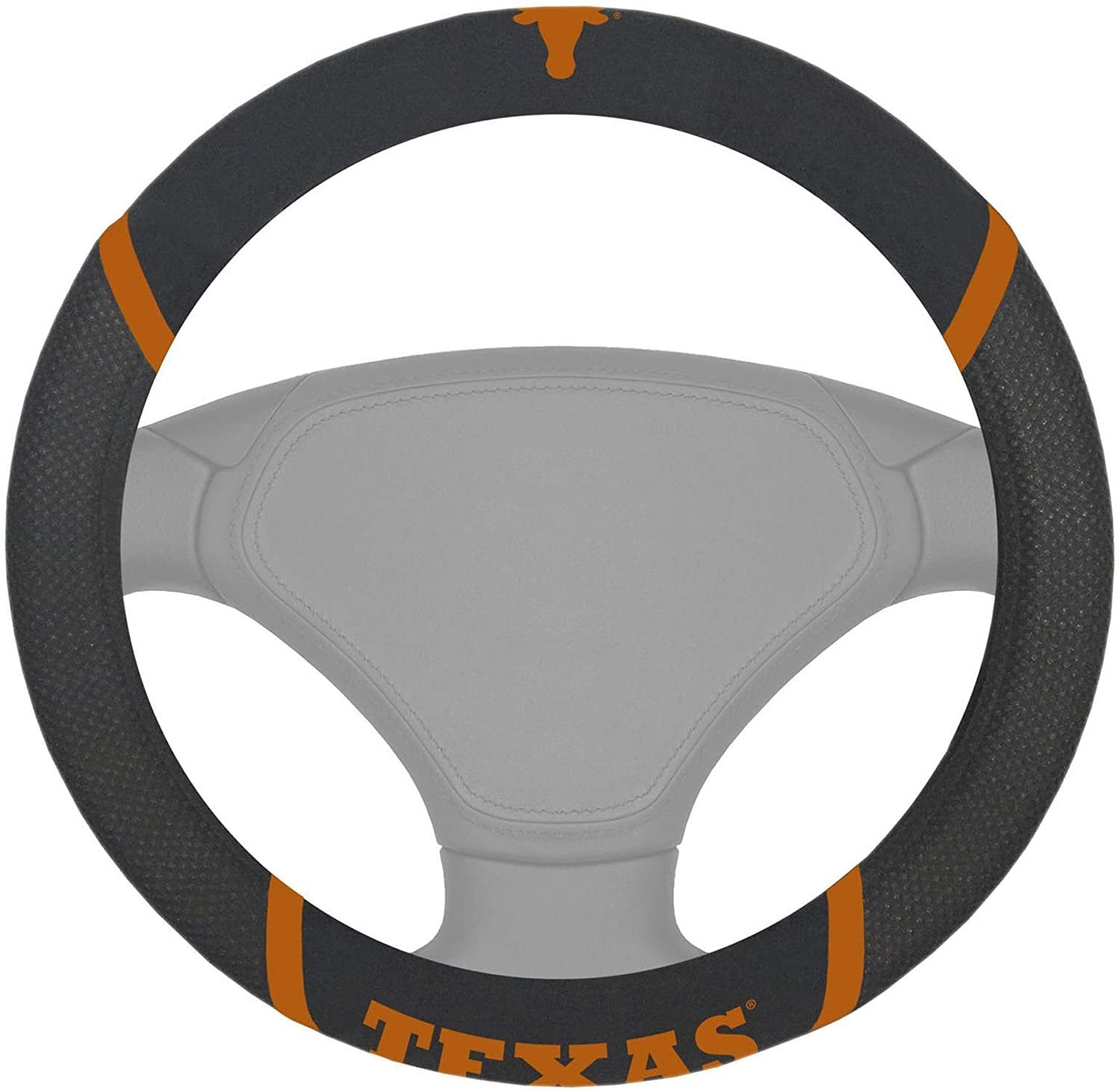 Texas Longhorns Steering Wheel Cover Premium Embroidered Black 15 Inch University of