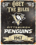 Pittsburgh Penguins Large 14.5x11.5 Inch Heavy Duty Metal Wall Pub Sign Embossed Vintage Design