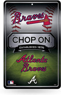 Atlanta Braves 11X17 Large Embossed Metal Wall Parking Sign