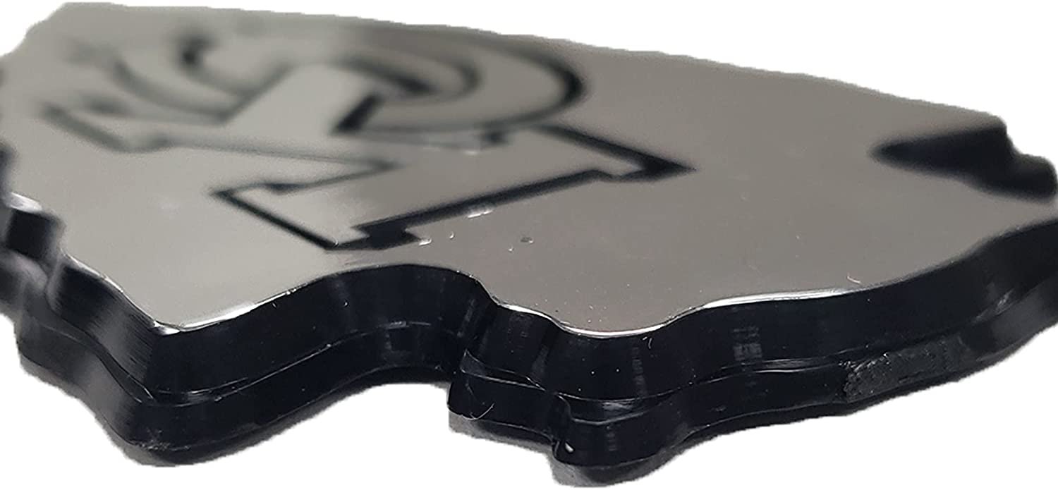 Arizona Coyotes Auto Emblem, Silver Chrome Color, Kachina Logo, Raised Molded Shape Cut Plastic, Adhesive Tape Backing