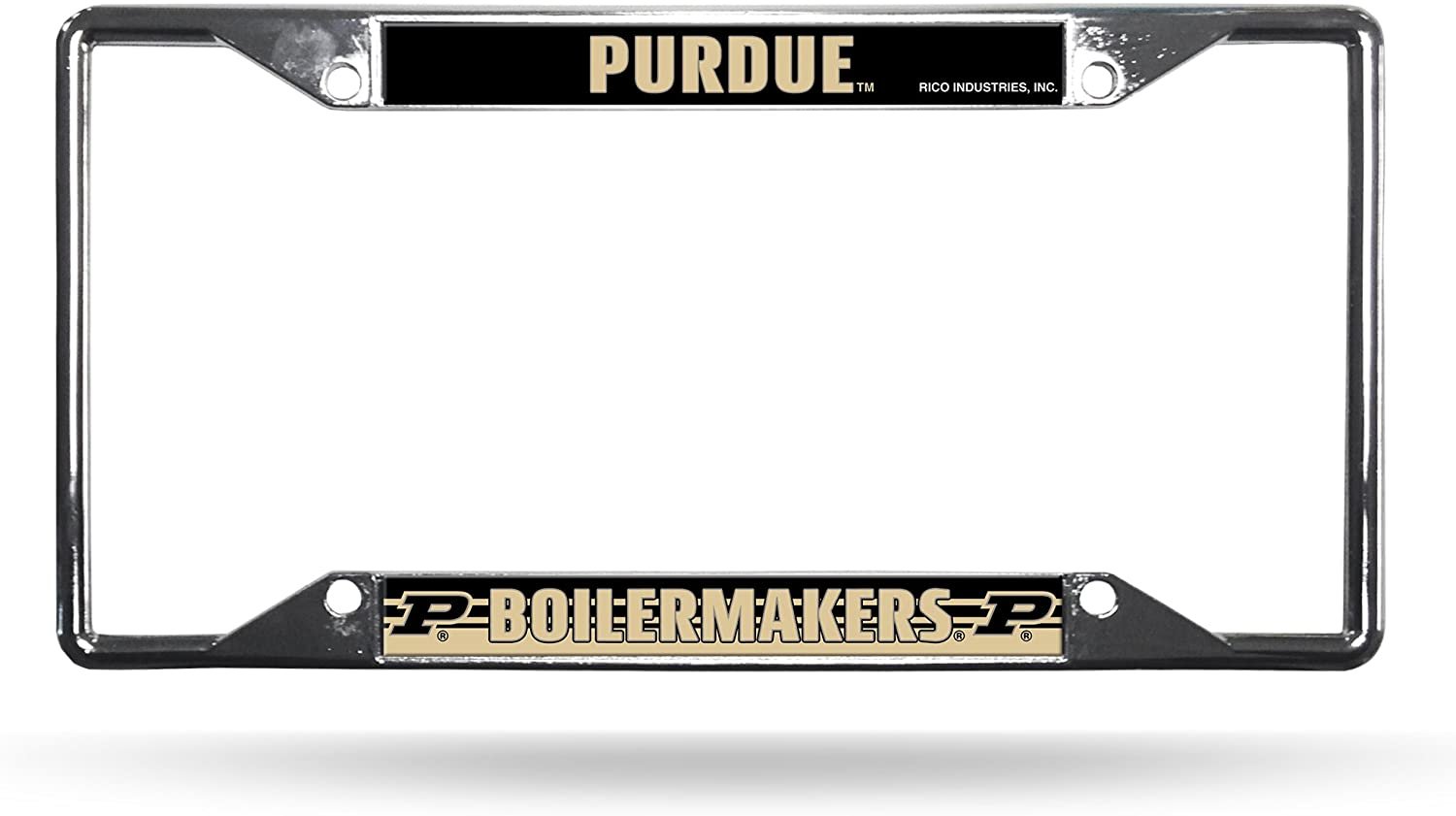 Purdue University Boilermakers Metal Chrome License Plate Frame Tag Cover Ez View for Registration 12x6 Inch