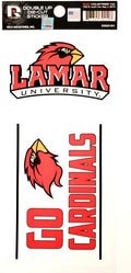 Lamar University Cardinals 2-Piece Double Up Die Cut Sticker Decal Sheet, 4x8 Inch
