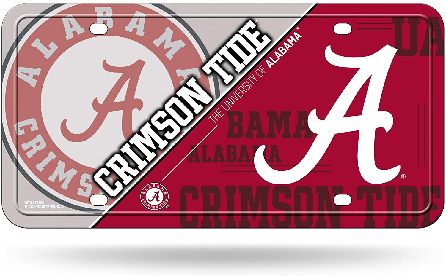 University of Alabama Crimson Tide Metal Tag License Plate Split Design Novelty 6x12 Inch
