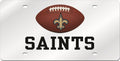New Orleans Saints Premium Laser Cut Tag License Plate, Football, Mirrored Acrylic Inlaid, 6x12 Inch