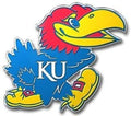 University of Kansas Jayhawks Auto Emblem, Aluminum Metal, Embossed Team Color, Raised Decal Sticker, Full Adhesive Backing