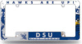 Rico Industries, Inc. Dickinson State Blue Hawks License Plate Frame EZ View All Over Design Heavy Gauge Metal Chrome Tag Cover University