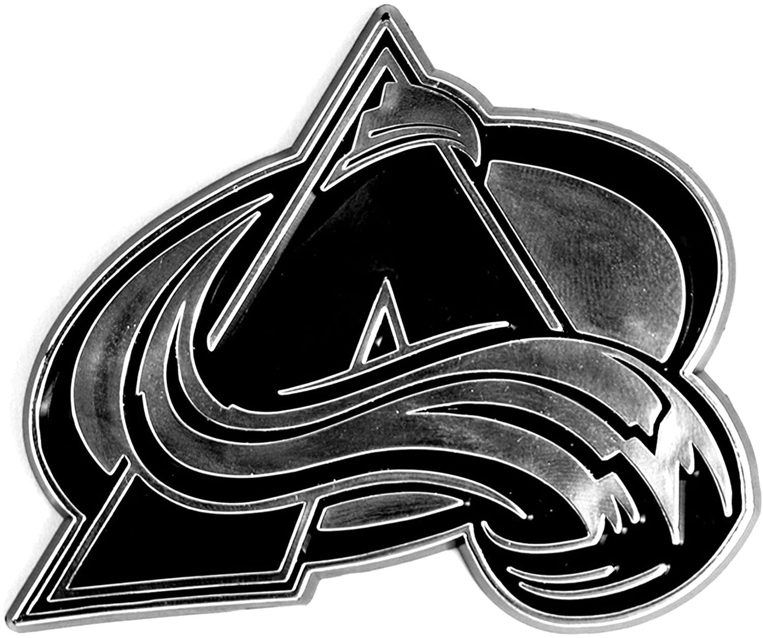 Colorado Avalanche Auto Emblem, Silver Chrome Color, Raised Molded Shape Cut Plastic, Adhesive Tape Backing
