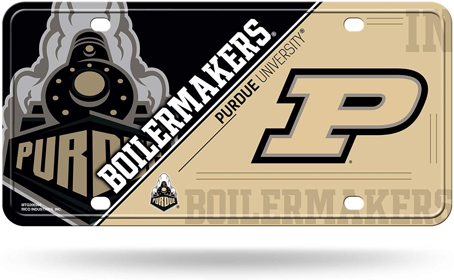 Purdue University Boilermakers Metal Auto Tag License Plate, Split Design, 6x12 Inch
