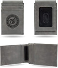 Washington Nationals Premium Gray Leather Wallet, Front Pocket Magnetic Money Clip, Laser Engraved