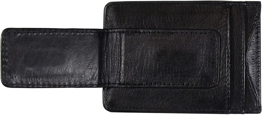 Arizona State University Sun Devils Black Leather Wallet, Front Pocket Magnetic Money Clip, Printed Logo