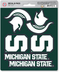 Michigan State University Spartans 6-Piece Decal Sticker Set, 5x6 Inch Sheet, Gift for football fans for any hard surfaces around home, automotive, personal items