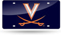 University of Virginia Cavaliers Laser Cut Tag License Plate, Blue, Mirrored Acrylic Inlaid, 12x6 Inch