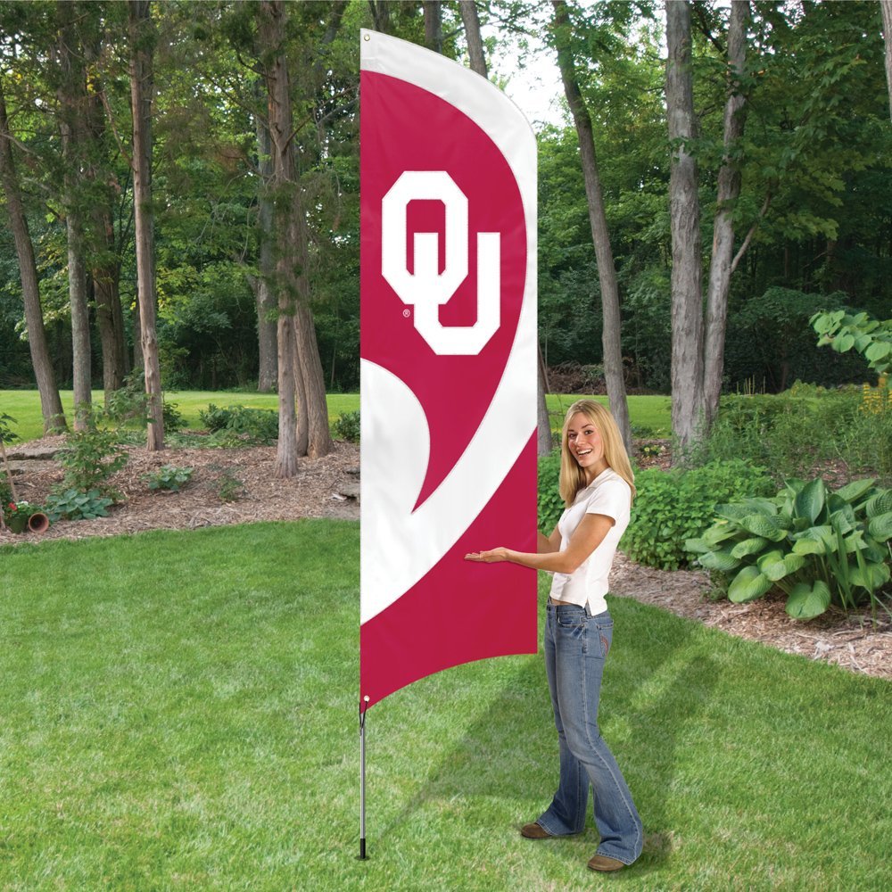 University of Oklahoma Sooners Tall Team Flag Tailgating Flag Kit 8.5 x 2.5 feet with Pole