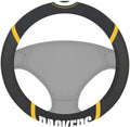 Green Bay Packers Steering Wheel Cover Premium Embroidered Black 15 Inch