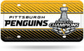 Pittsburgh Penguins Metal Auto Tag License Plate, 2016 Stanley Cup Champions, 6x12 Inch