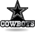 Dallas Cowboys Auto Emblem, Silver Chrome Color, Raised Molded Plastic, 3.5 Inch, Adhesive Tape Backing