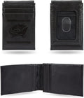 Columbus Blue Jackets Premium Black Leather Wallet, Front Pocket Magnetic Money Clip, Laser Engraved, Vegan