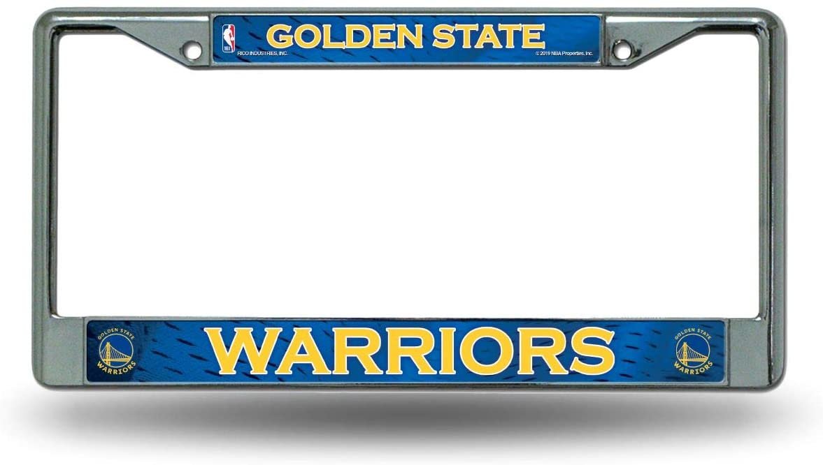 Golden State Warriors Premium Metal License Plate Frame Chrome Tag Cover, 12x6 Inch