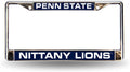 Penn State University Lions Chrome Metal License Plate Frame Tag Cover, Laser Acrylic Mirrored Inserts, 12x6 Inch