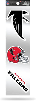 Atlanta Falcons 3-Piece Retro Decal Sticker Sheet, Die Cut, Clear Backing, 3x12 Inch