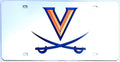 University of Virginia Cavaliers Premium Laser Cut Tag License Plate, Mirrored Acrylic Inlaid, 6x12 Inch