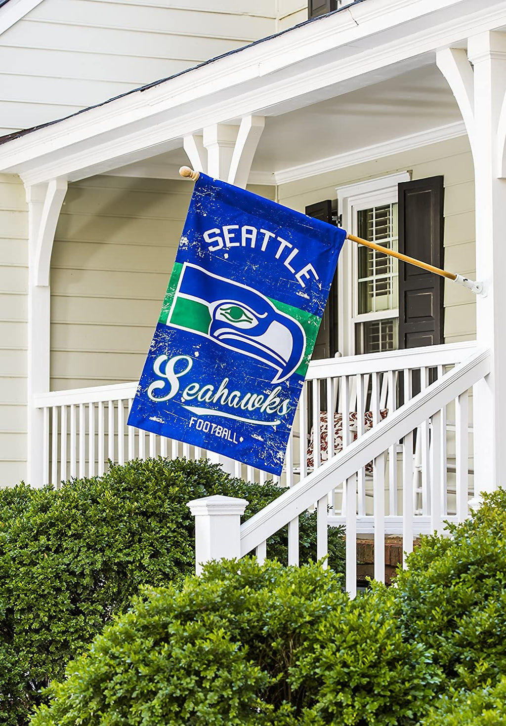 Seattle Seahawks House Banner Flag, Premium Double Sided, 28x44 Inch, Vintage Design, Linen, Indoor Outdoor
