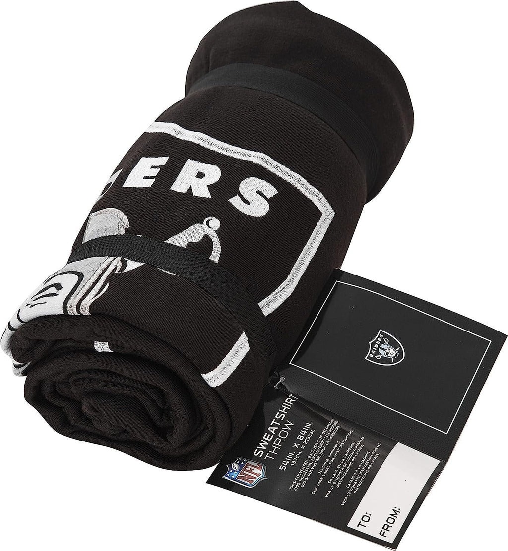 Las Vegas Raiders Throw Blanket, Sweatshirt Design, Embroidered Logo, Dominate Style, 54x84 Inch