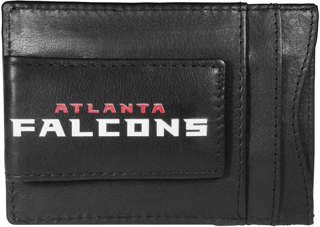 Atlanta Falcons Black Leather Wallet, Front Pocket Magnetic Money Clip, Printed Logo