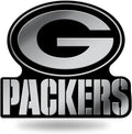 Green Bay Packers Auto Emblem, Silver Chrome Color, Raised Molded Plastic, 3.5 Inch, Adhesive Tape Backing