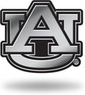 Auburn University Tigers Auto Emblem, Silver Chrome Color, Raised Molded Plastic, Adhesive Tape Backing