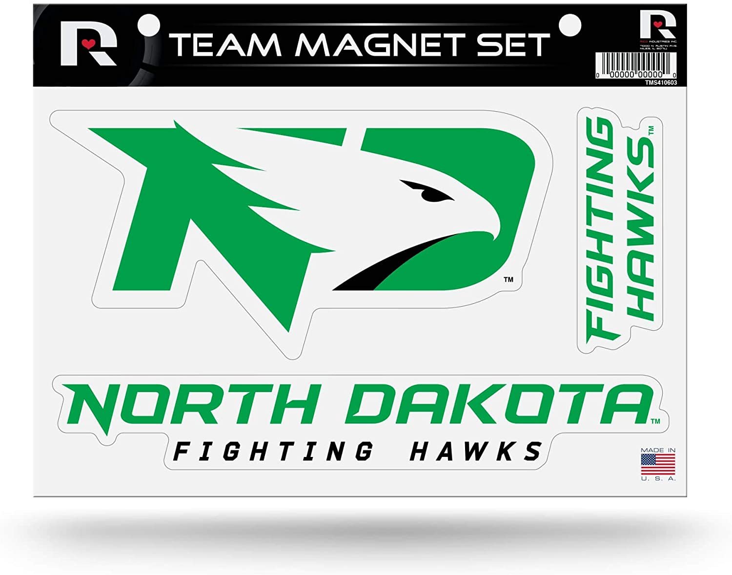 NCAA North Dakota Fighting Hawks Team Magnet SheetTeam Magnet Sheet, Green, 8.5 x 11-inches