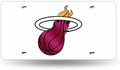Miami Heat Premium Laser Cut Tag License Plate, White Mirrored Acrylic Inlaid, 12x6 Inch