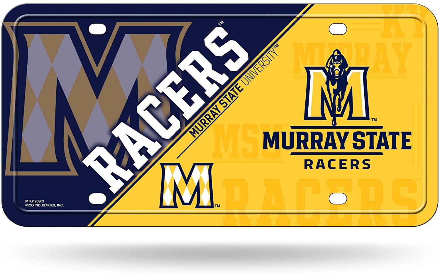 Murray State University Racers Metal Auto Tag License Plate, Split Design, 6x12 Inch