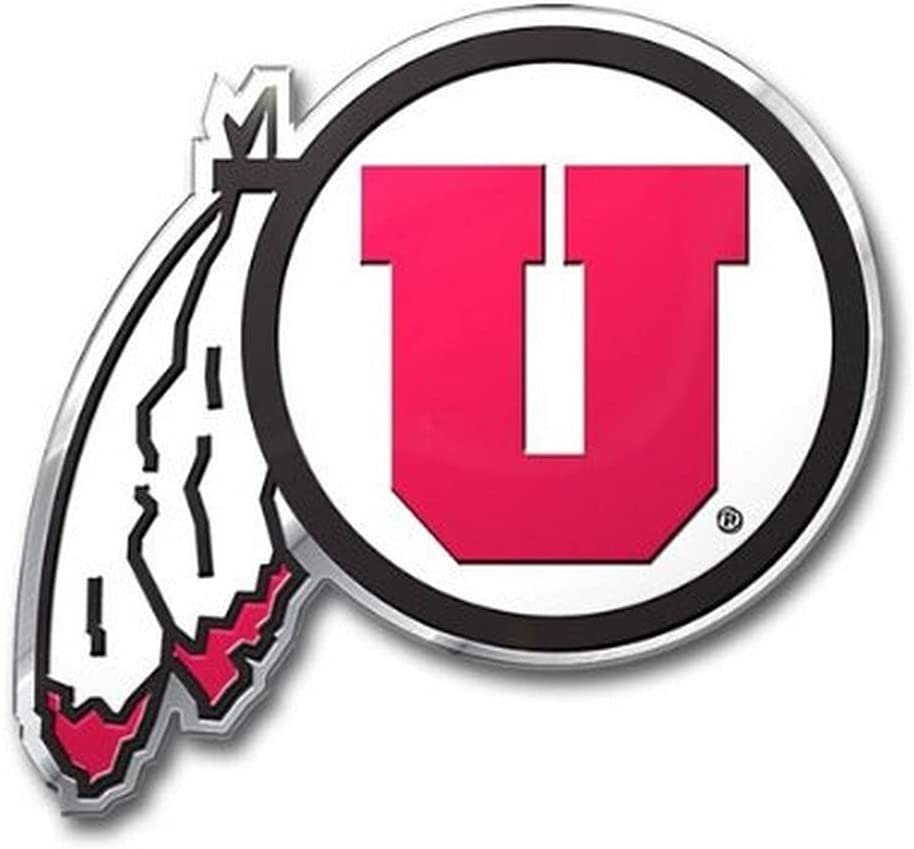 University of Utah Utes Auto Emblem, Aluminum Metal, Embossed Team Color, Raised Decal Sticker, Full Adhesive Backing