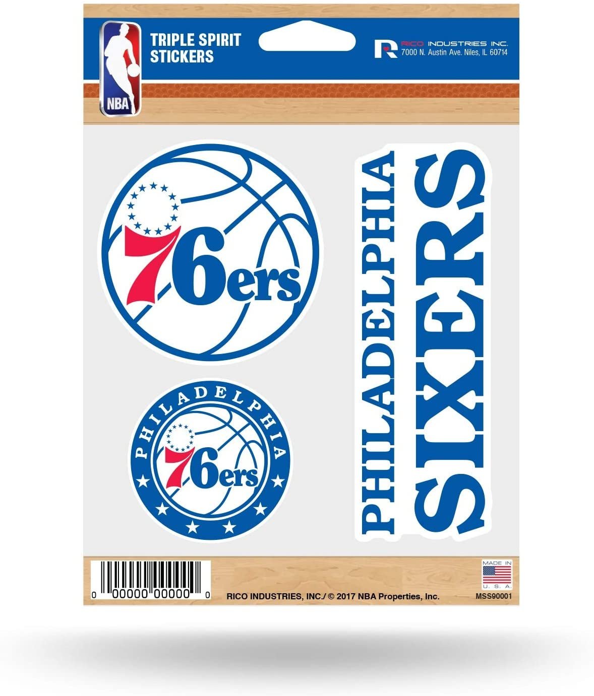 Philadelphia 76ers Die Cut 3-Piece Triple Spirit Sticker Sheet