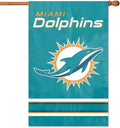 Miami Dolphins Premium Double Sided House Banner Flag, 28x44 Inch, Applique Emroidered, Logo Design