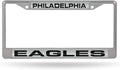 Philadelphia Eagles Chrome Metal License Plate Frame Tag Cover, Laser Acrylic Mirrored Inserts, 12x6 Inch