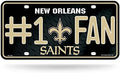 New Orleans Saints Metal Auto Tag License Plate, #1 Fan Design, 12x6 Inch