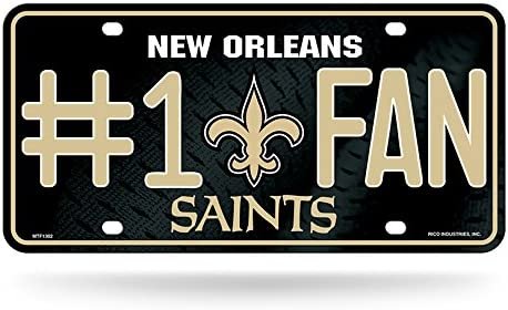 New Orleans Saints Metal Auto Tag License Plate, #1 Fan Design, 12x6 Inch