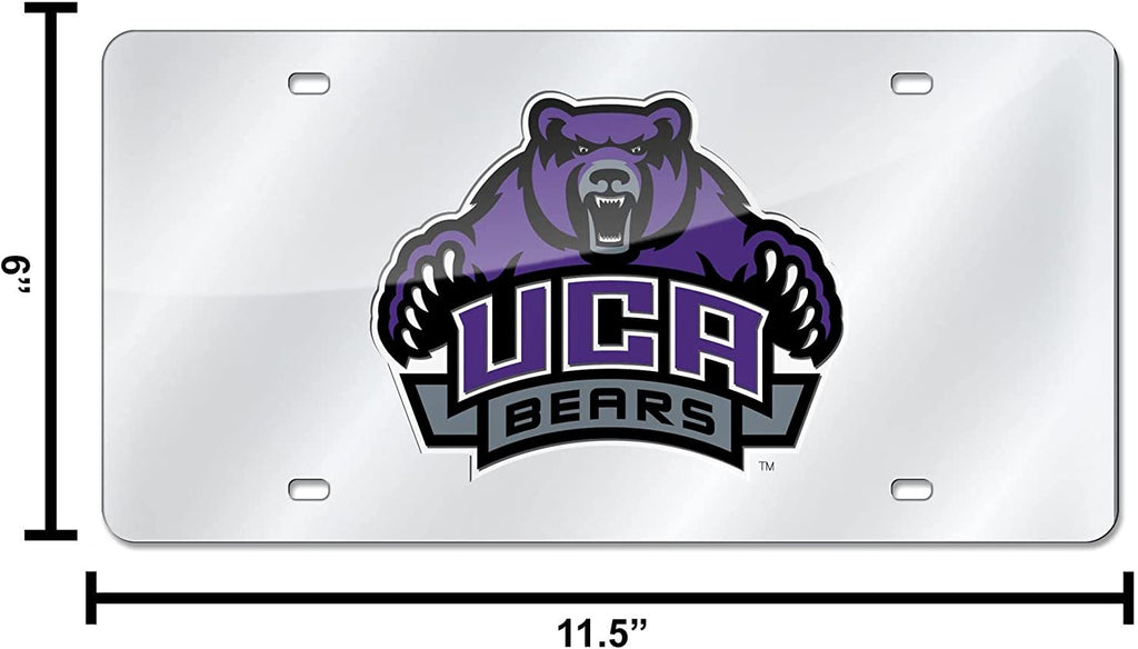 University of Central Arkansas Bears Premium Laser Cut Tag License Plate, Mirrored Acrylic Inlaid, 12x6 Inch