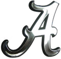 University of Alabama Crimson Tide Auto Emblem, Plastic Molded, Silver Chrome Color, Raised 3D Effect, Adhesive Backing