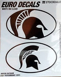 Michigan State University Spartans 2-Piece White and Clear Euro Decal Sticker Set, 4x2.5 Inch Each