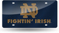 University of Notre Dame Fighting Irish Premium Laser Cut Tag License Plate, Blue, Mirrored Acrylic Inlaid, 12x6 Inch