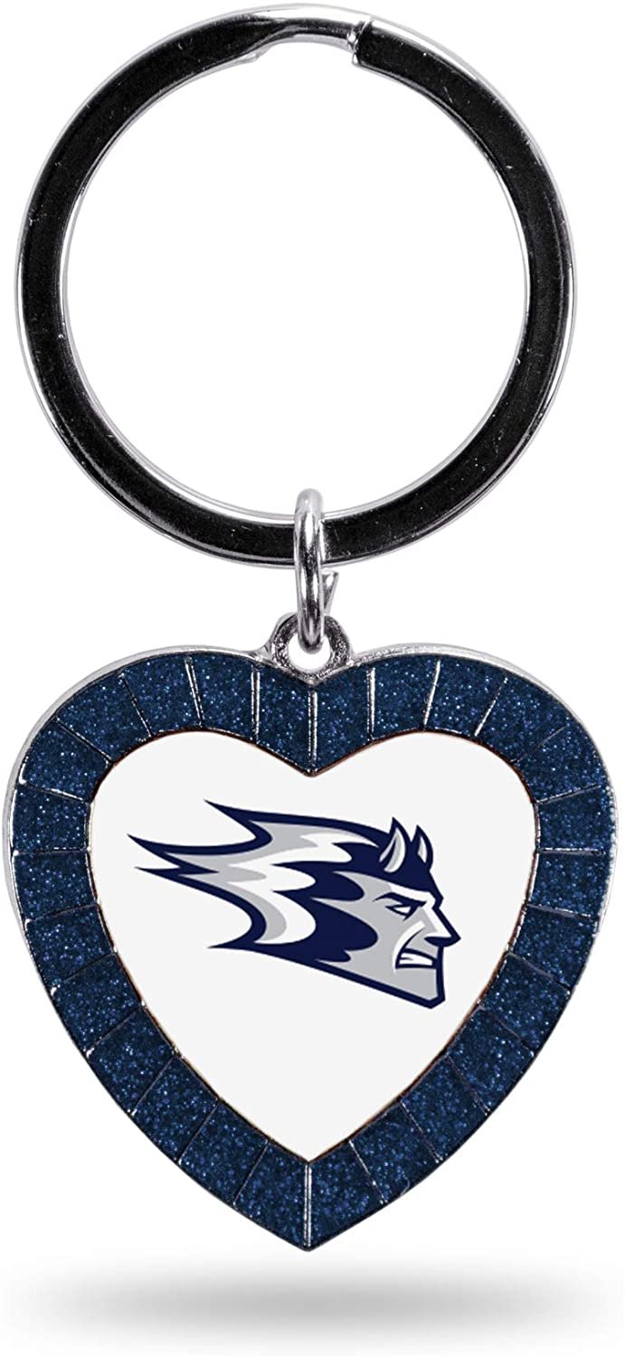 NCAA Wisconsin-Stout Blue Devils NCAA Rhinestone Heart Colored Keychain, Navy, 3-inches in length